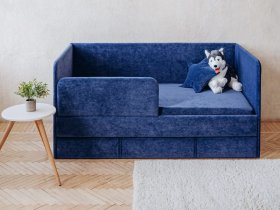 Диван-кровать Happy (синий) в Бурмистрово - burmistrovo.mebel-nsk.ru | фото
