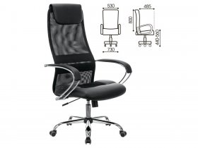 Кресло офисное BRABIX PREMIUM Stalker EX-608 CH, хром, ткань-сетка/кожзам, черное в Бурмистрово - burmistrovo.mebel-nsk.ru | фото