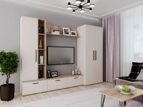 Модульная стенка Верона (сатин/дуб крафт серый) в Бурмистрово - burmistrovo.mebel-nsk.ru | фото