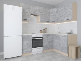 Модульная угловая кухня 1,4м*2,1м Лада (цемент) в Бурмистрово - burmistrovo.mebel-nsk.ru | фото