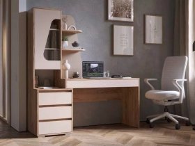 Стол компьютерный Пифагор (дуб вотан/кашемир) в Бурмистрово - burmistrovo.mebel-nsk.ru | фото